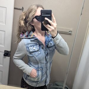 Refuge Tequila Sunrise Denim Jacket With Hood